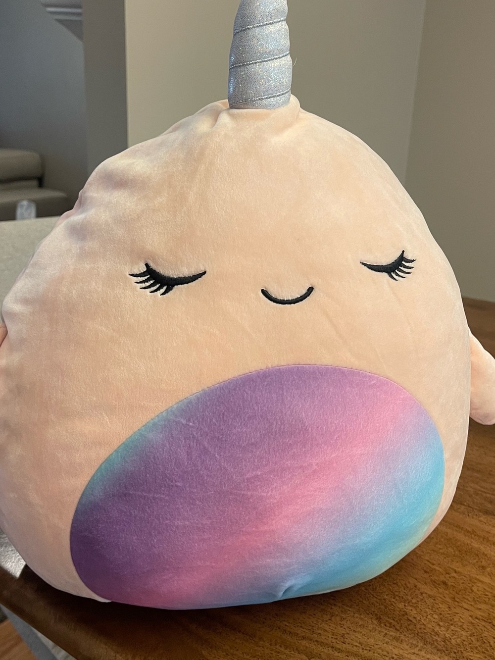 Squishmallow evie the narwal rainbow plushie 15”